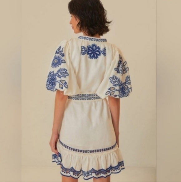 Farm Rio White Richelieu Linen Minidress - Picture 4 of 4